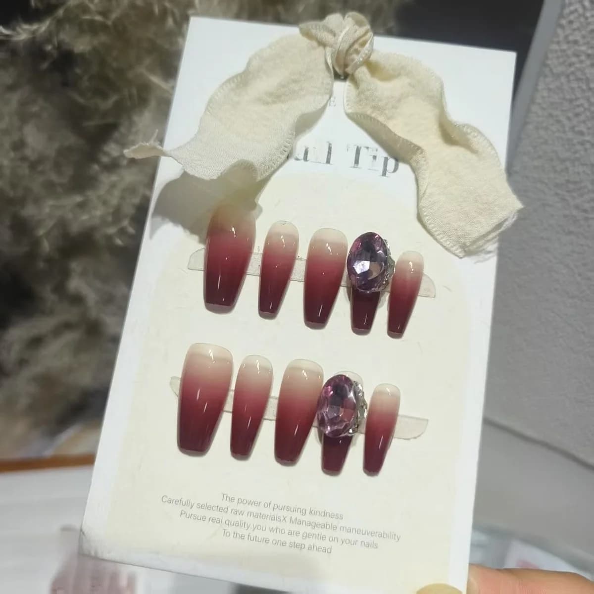 Tekokynnet Cinnabar-punainen Ombre Keskipitkä Coffin-muoto