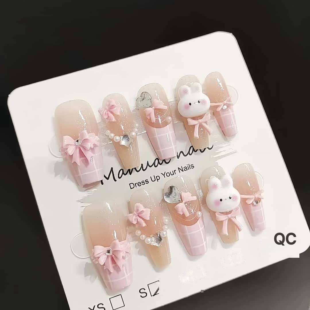 Söpöt vaaleanpunaiset kanitekokynnet, 30 kpl, keskipitkä arkimuoto
